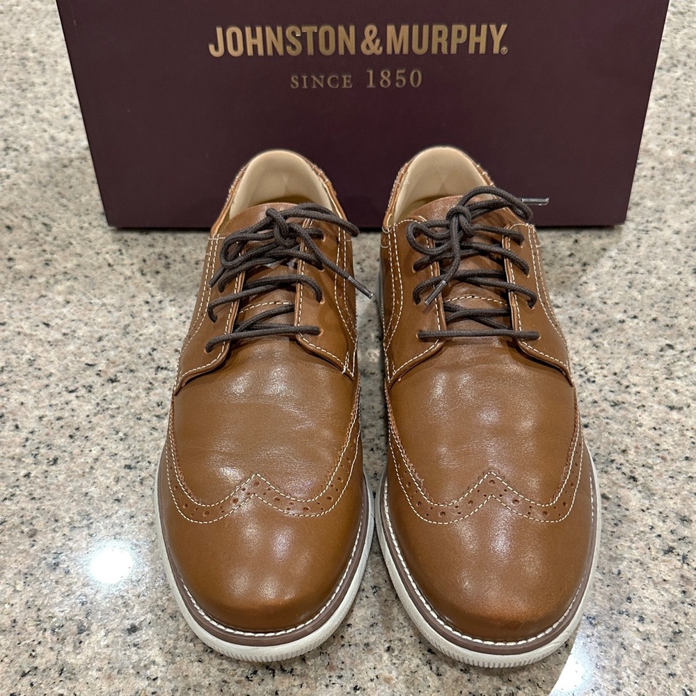 Johnston & Murphy Tan Leather Wingtip Derby Sneakers - Picture 2 of 11